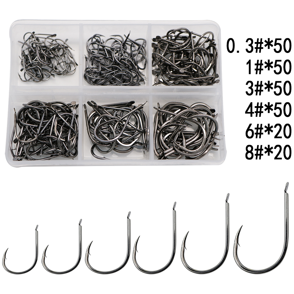 Fishing Hook Assortment - 240pcs/box Barbed Fishing Hooks Carp Single