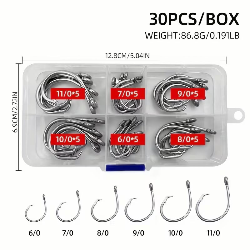 30pcs/box Fishing Hooks Stainl - Fishing Hook Circle avis et prix