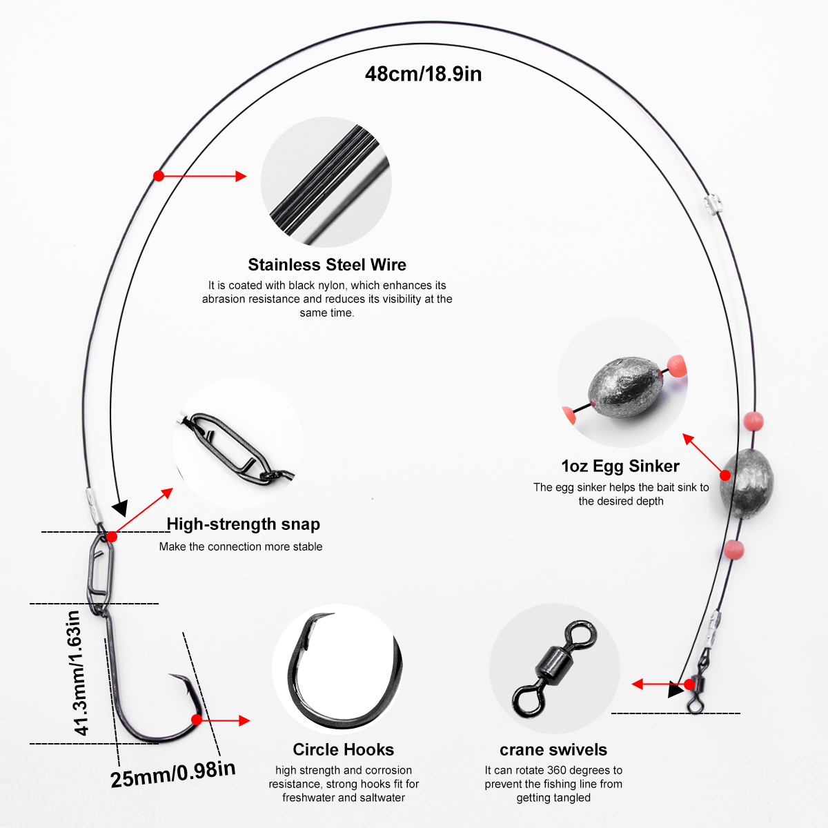 ZYZHE 2pcs Fishing Carolina Ri - Fishing Hook Circle avis et prix