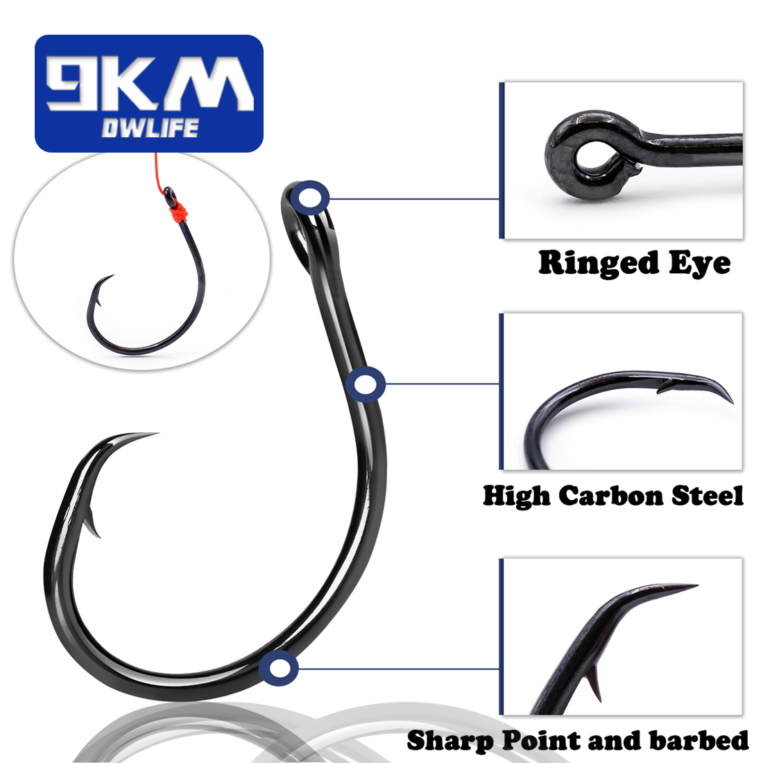 9KM 25-50Pcs Inline Wide Gap C - Fishing Hook Circle avis et prix