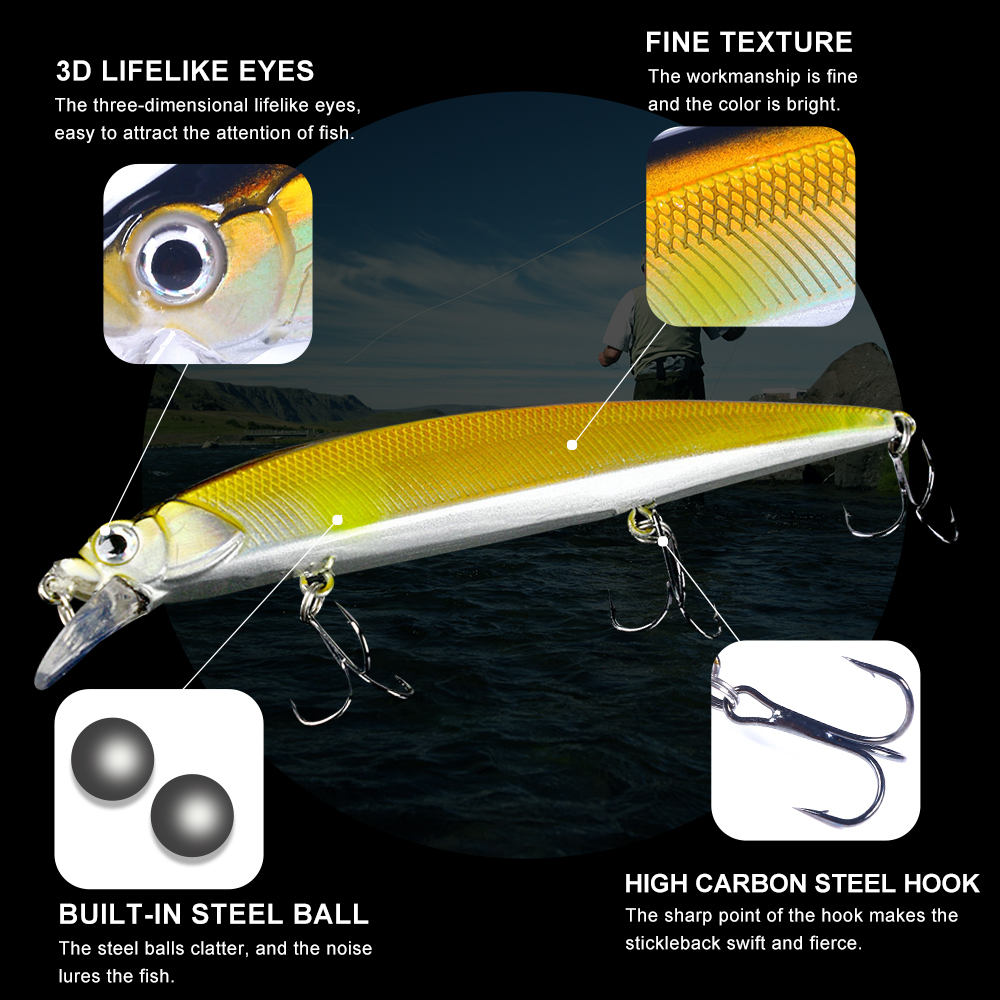 Jerkbait Minnow Fishing Lure A - Fishing Hook Treble avis et prix