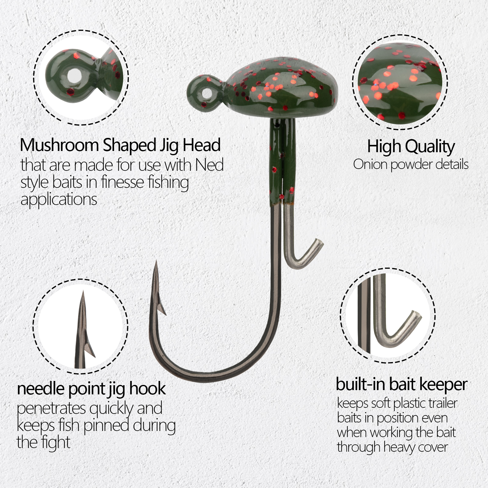 THKFISH 20pcs Ned Rig Jig Head - Fishing Hook Weedless avis et prix