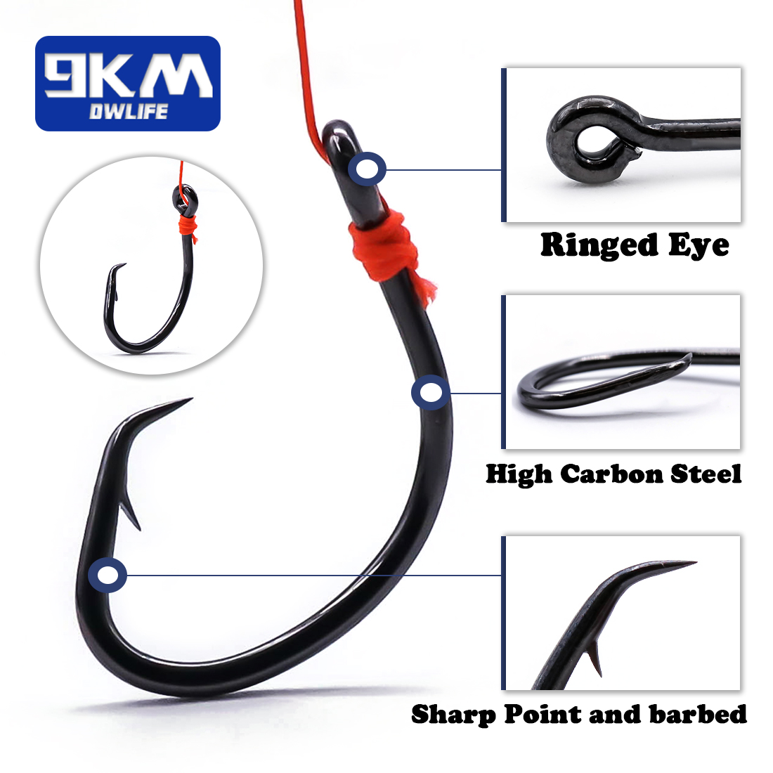 9KM Circle Hooks 25~50Pcs Salt - Fishing Hook Circle avis et prix