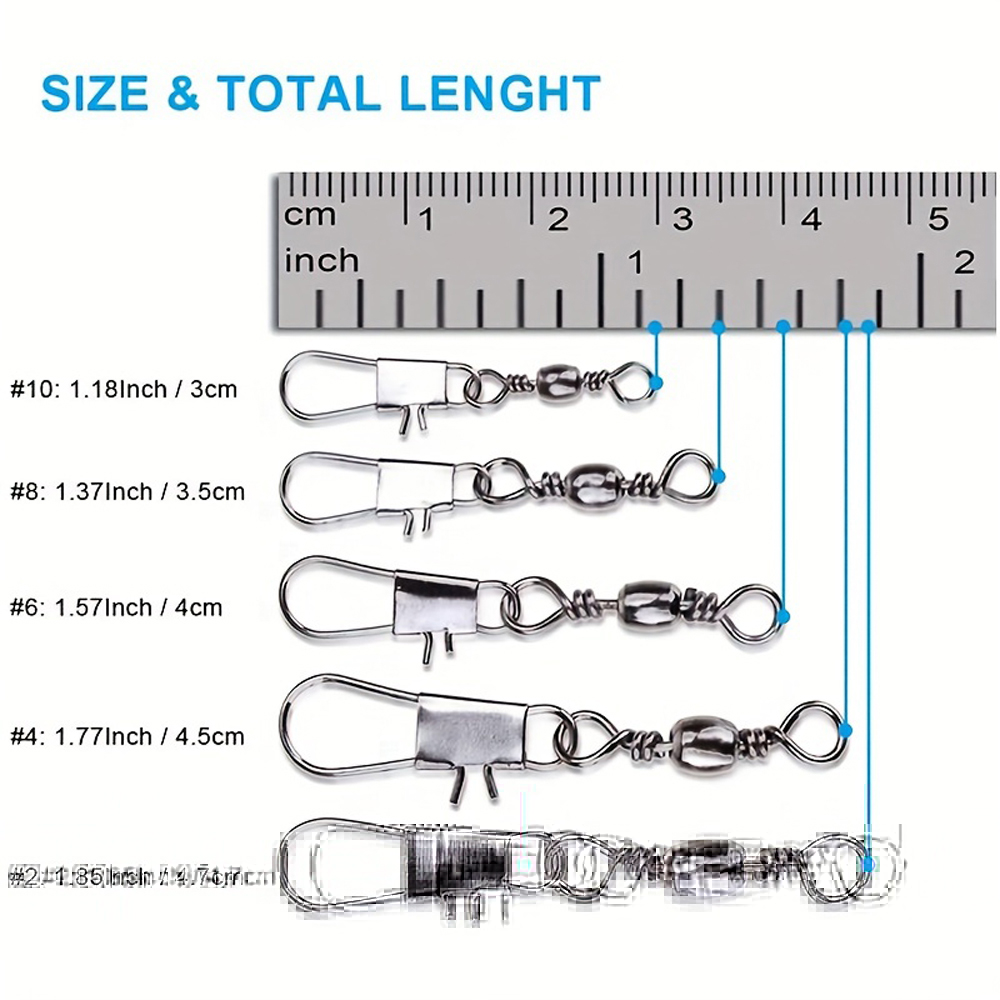 100Pcs/Lot 4#6#8#10#12# Swivel - Fishing Hook Assortment avis et prix