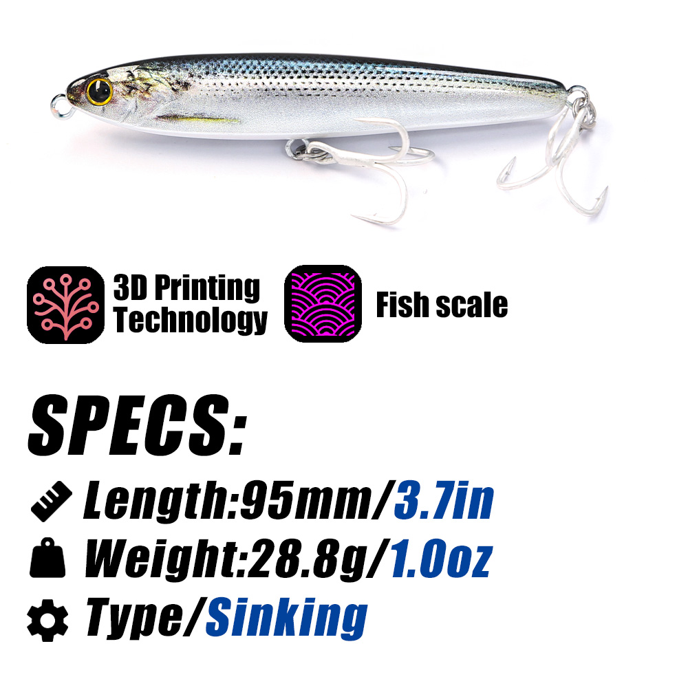 B&U Sinking Pencil Fishing Lur - Fishing Hook Treble avis et prix