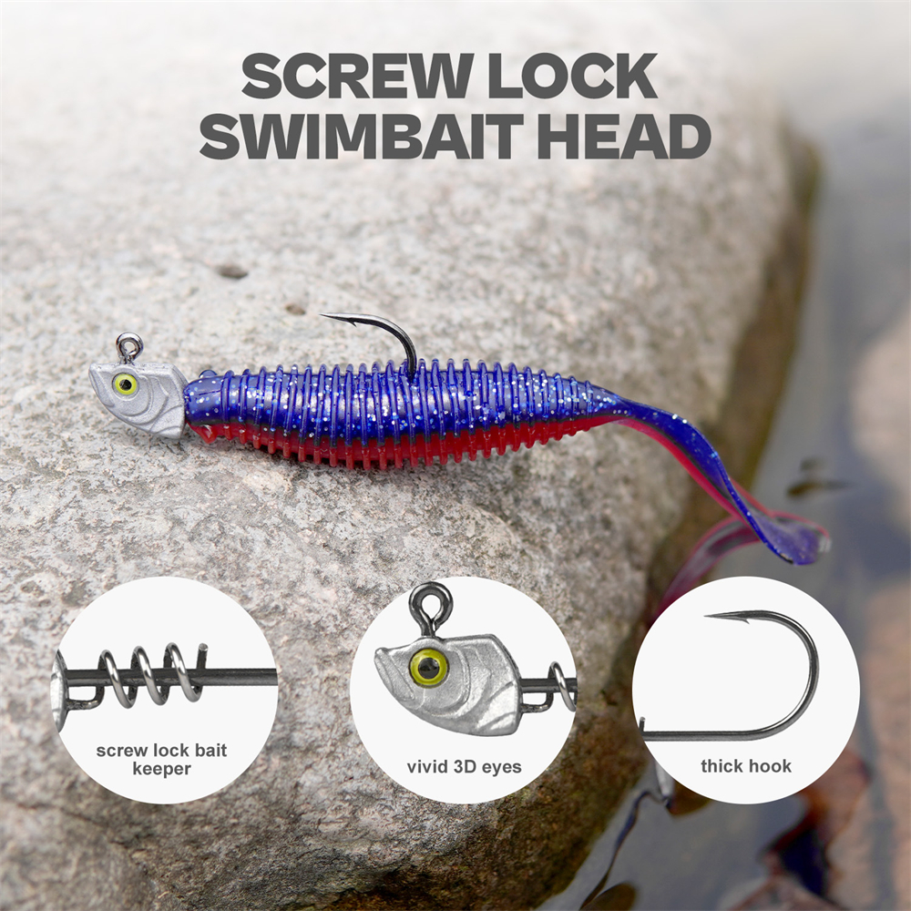 15PCS Screw Lock Swimbait Jig  - Fishing Hook Weedless avis et prix