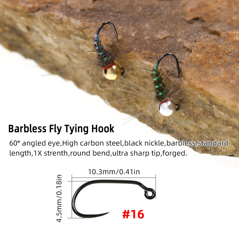 4pcs #16 Tungsten Beadhead CDC - Fishing Hook Barbless avis et prix