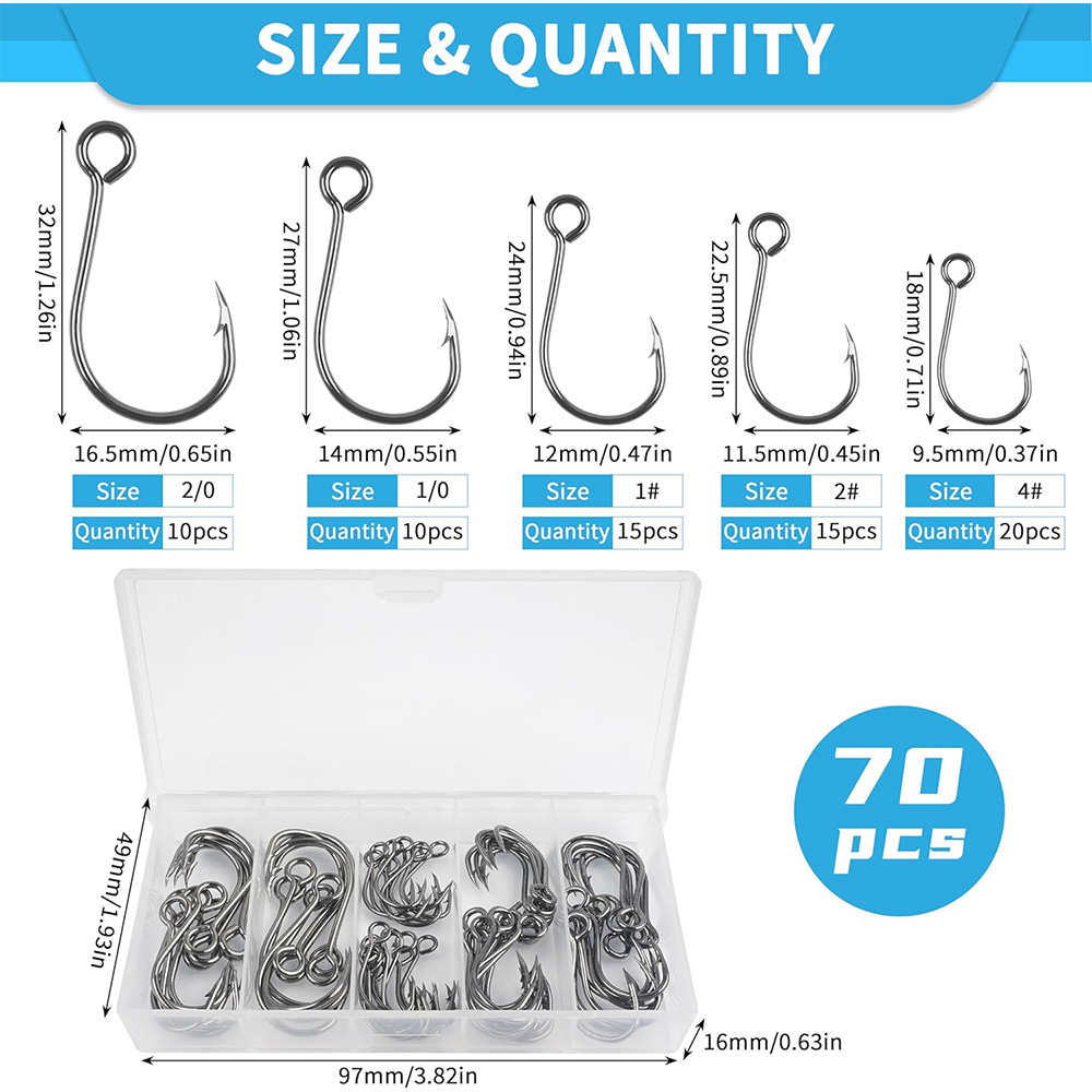 70Pcs Fishing Inline Single Ho - Fishing Hook Circle avis et prix