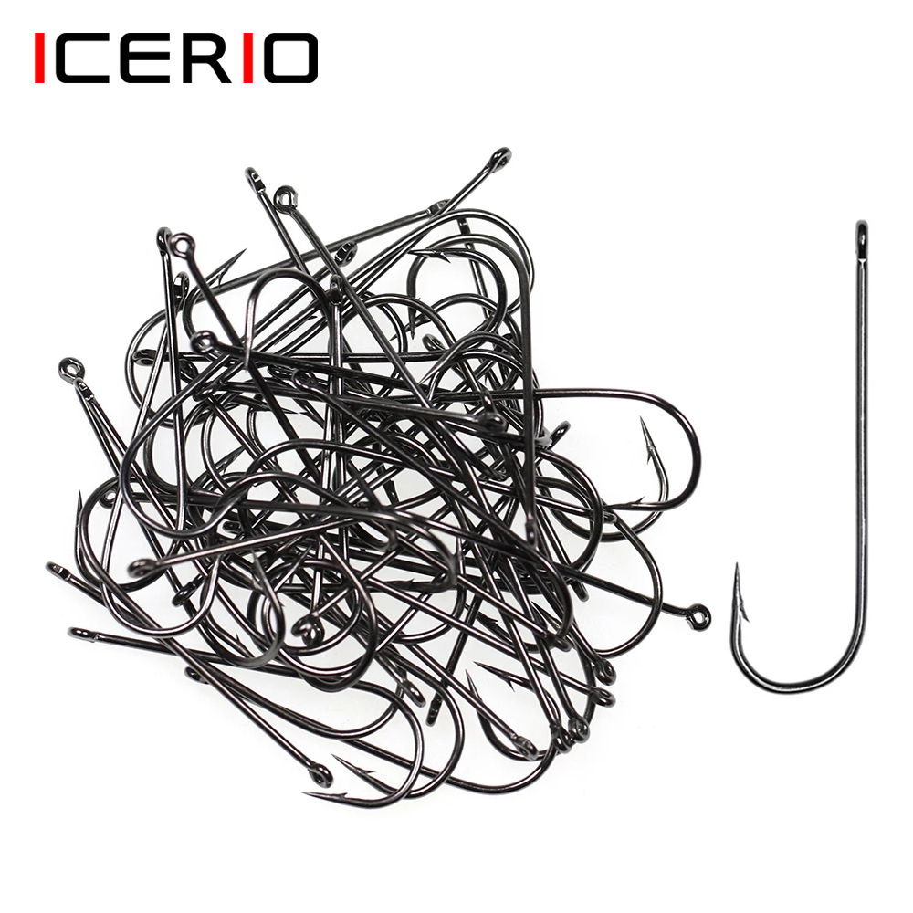 ICERIO 100PCS 16# - 3/0 Long S - Fishing Hook Barbless avis et prix