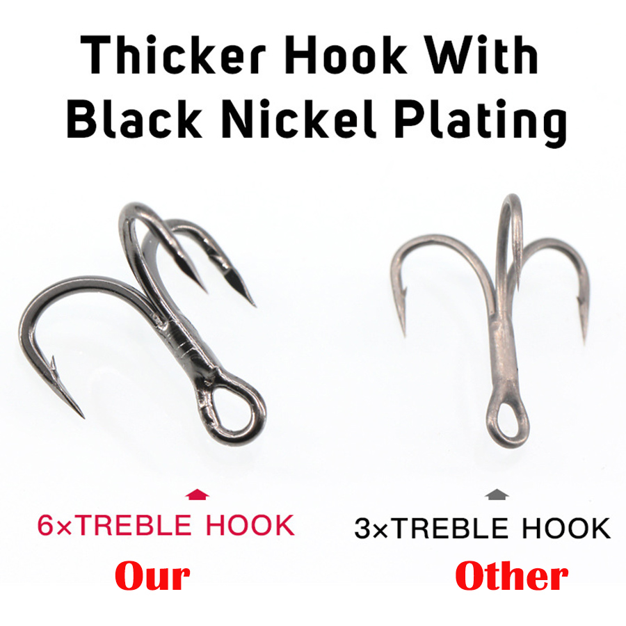 6X Fishing Treble Hooks Black  - Fishing Hook Assortment avis et prix