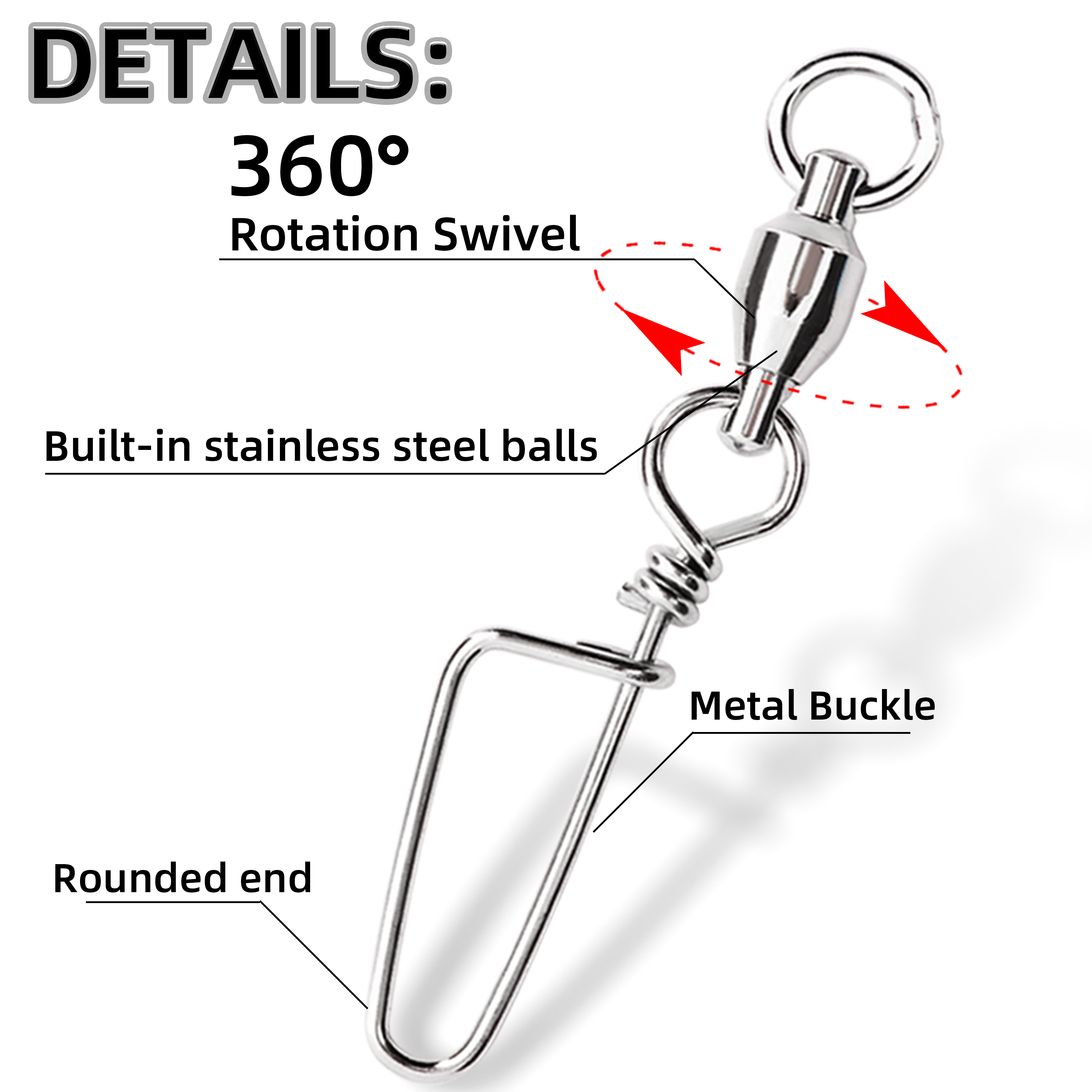 50pcs Fishing Ball Bearing Swi - Fishing Hook Stainless Steel avis et prix