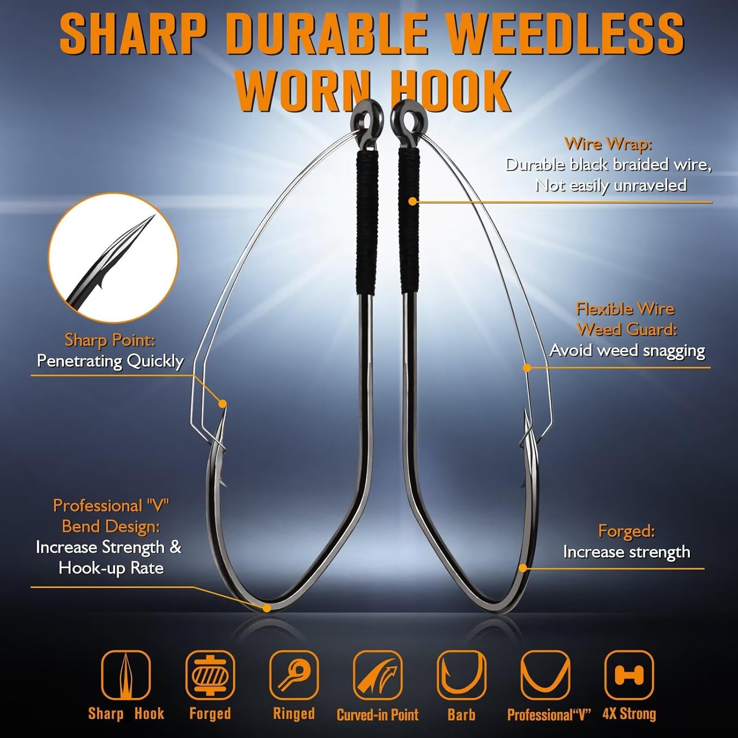 Dovesun Weedless Worm Hooks Wa - Fishing Hook Weedless avis et prix